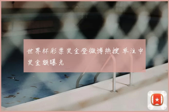 世界杯彩票奖金登微博热搜 单注中奖金额曝光
